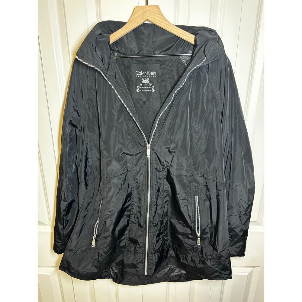 Calvin Klein Performance Black Full-Zip Hooded Windbreaker Jacket XL